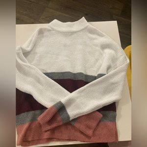 Multicolored Striped Mock-neck Sweater